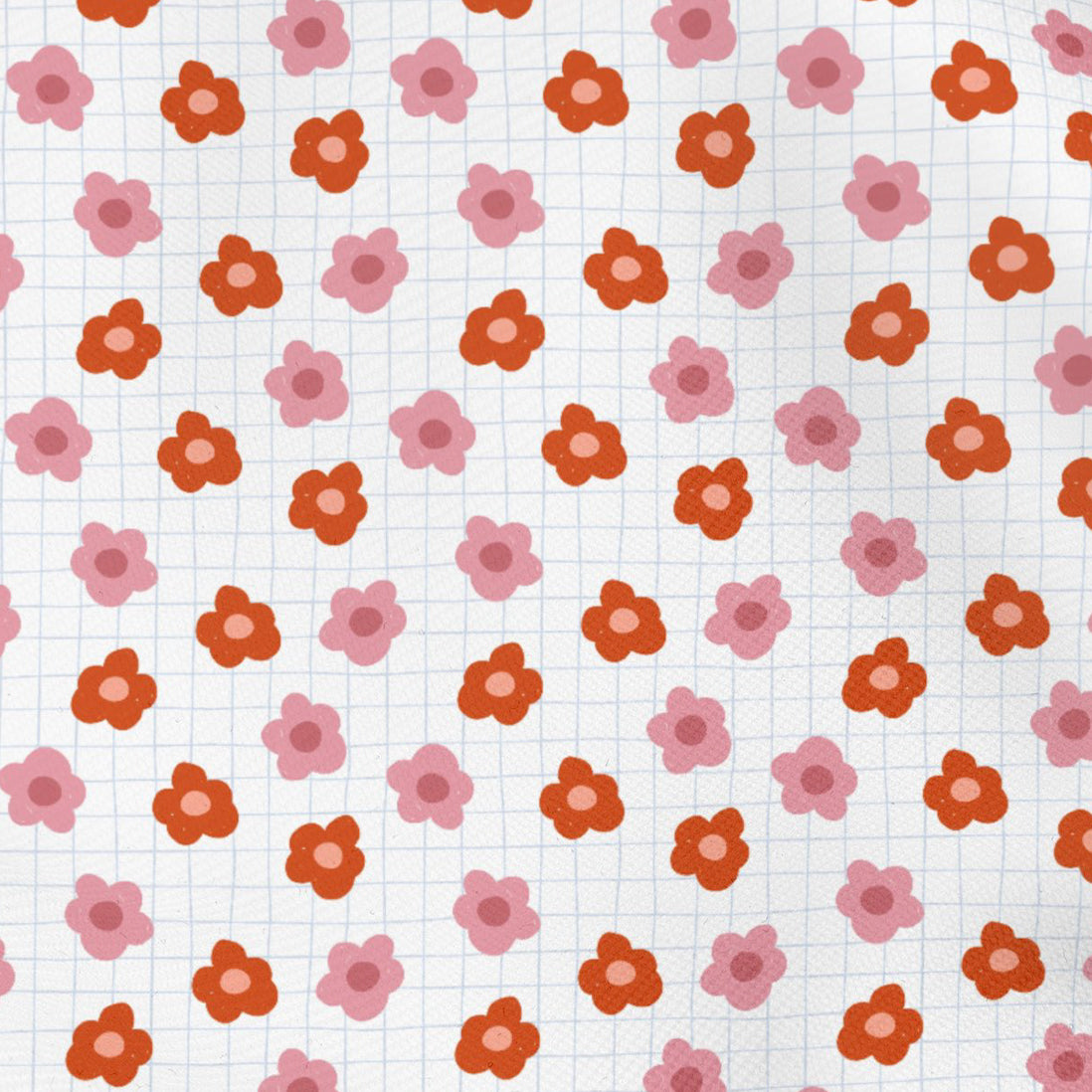 TFTA0238 Red Pink Flower Grid
