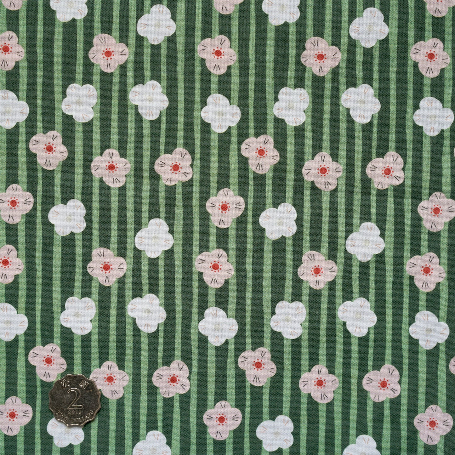 TFTA0202 Matcha/Pink Stripe Flowers
