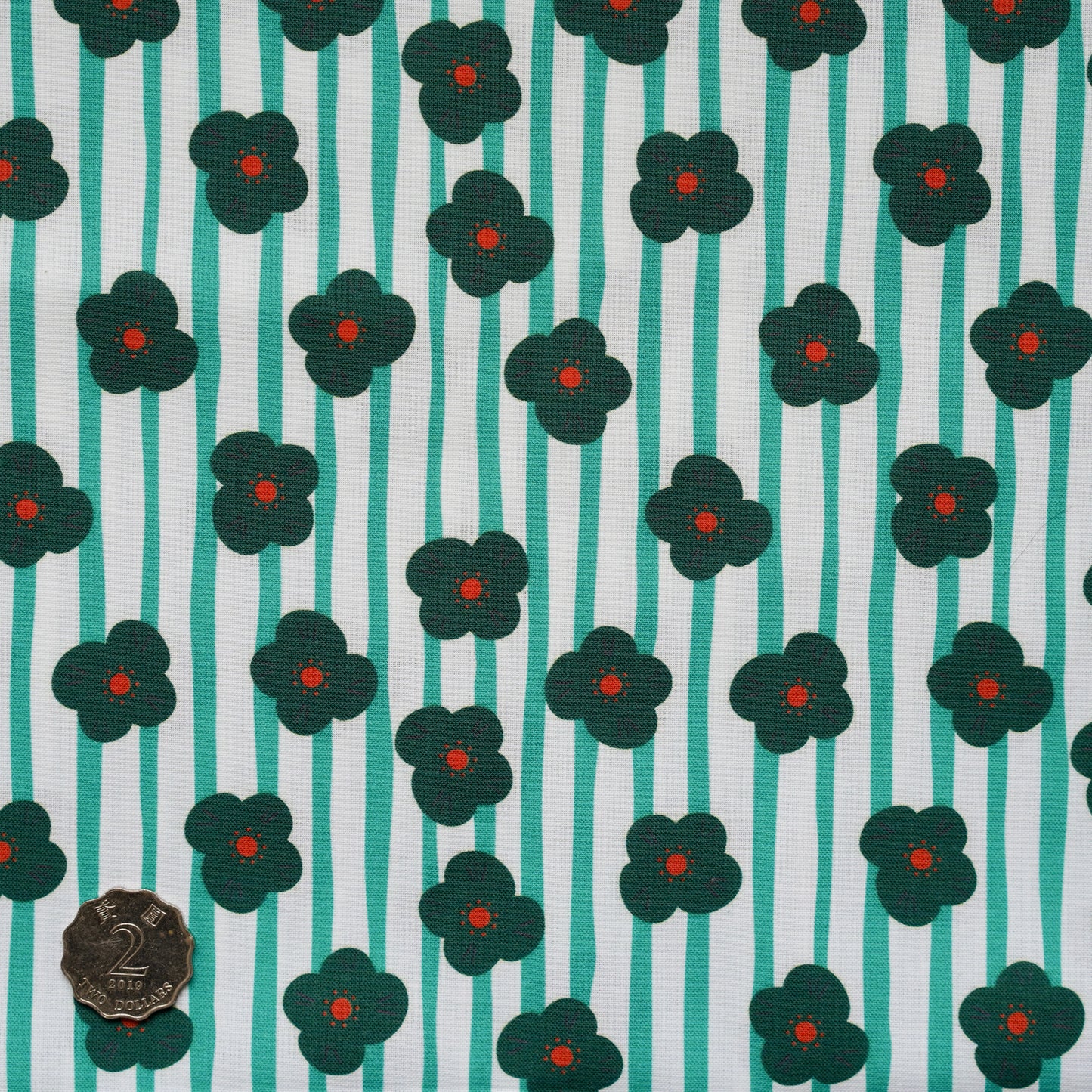 TFTA0203 Matcha/White Stripe Flowers