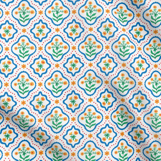 TFTA0242 Blue Tile Flower