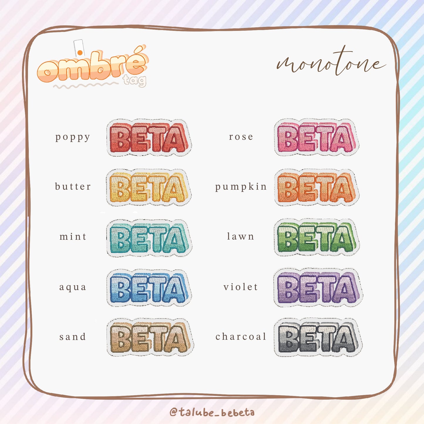 Personalised｜ombré tag - Monotone