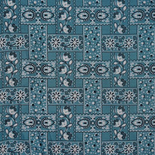 TFJP0160 Blue Paisley woven print