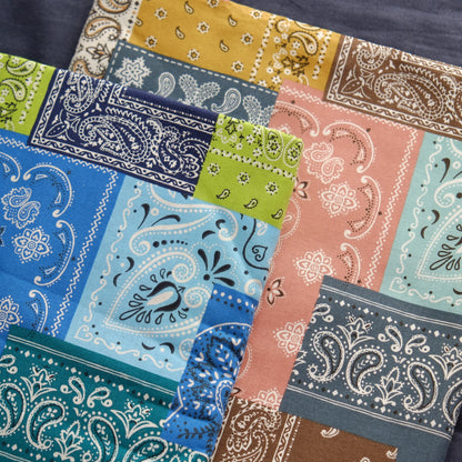 TFJP016 Blue patchwork paisley print