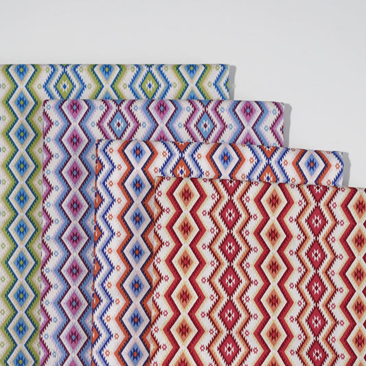 TFJP06 Orange-blue Ikat Rhombus