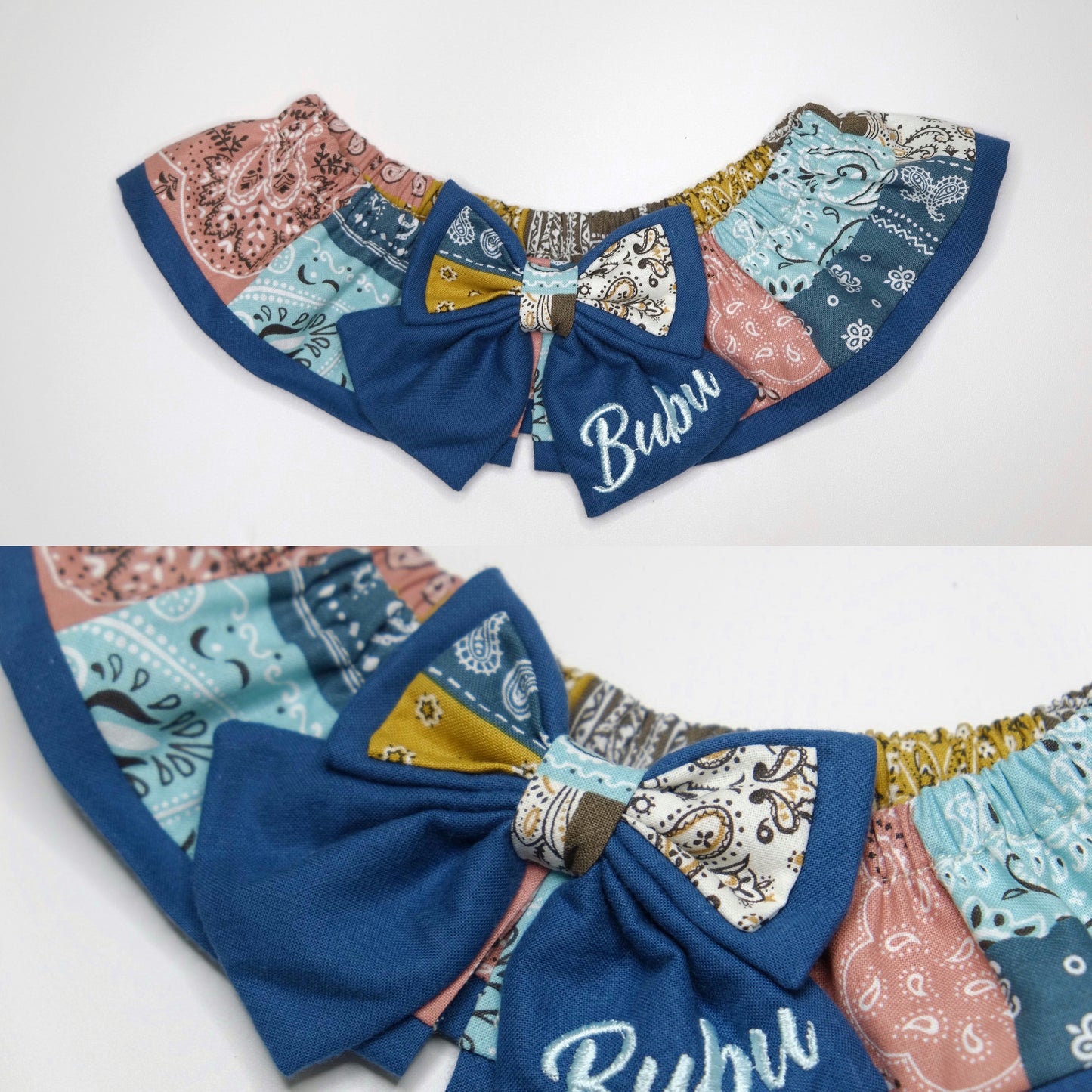 TFJP016 Blue patchwork paisley print